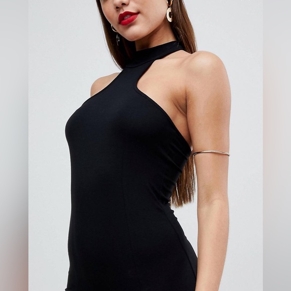 ASOS Choker Neck Mini Bodycon Dress With Splits - Picture 2 of 3